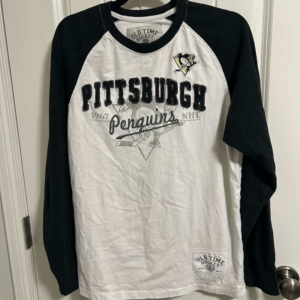 Old Time Hockey Black and White Long Sleeve Tee Pittsburgh